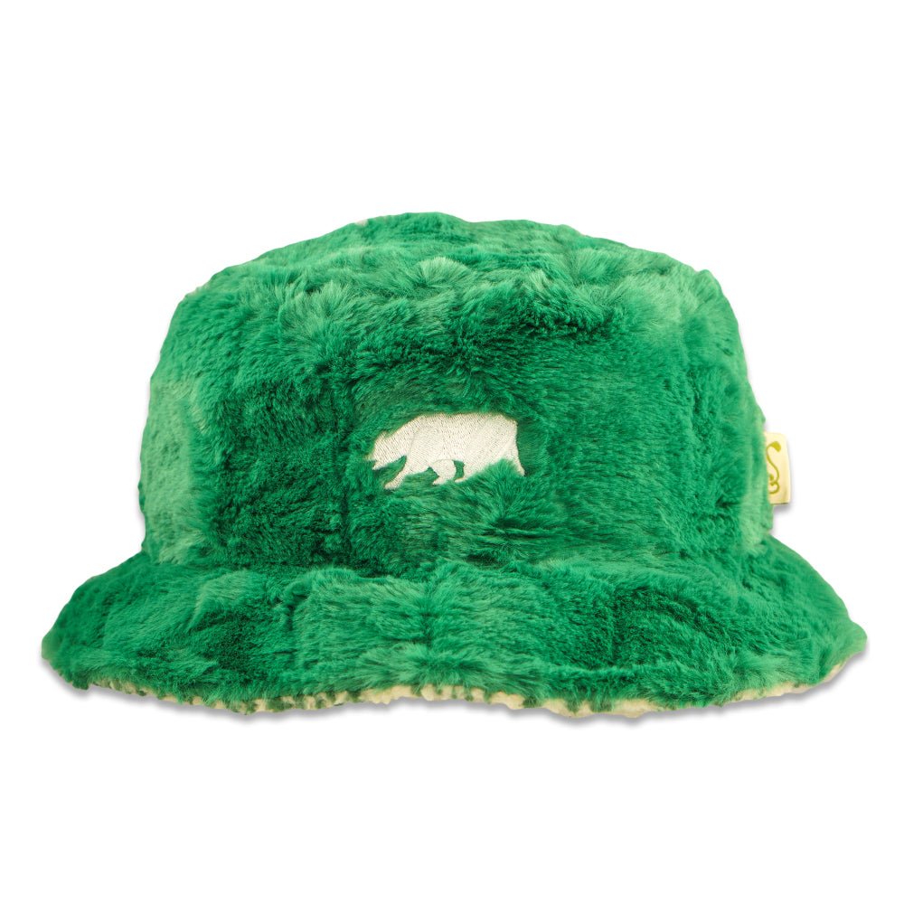 Bear Collection Green Fur Reversible Bucket Hat - Shop Avnu