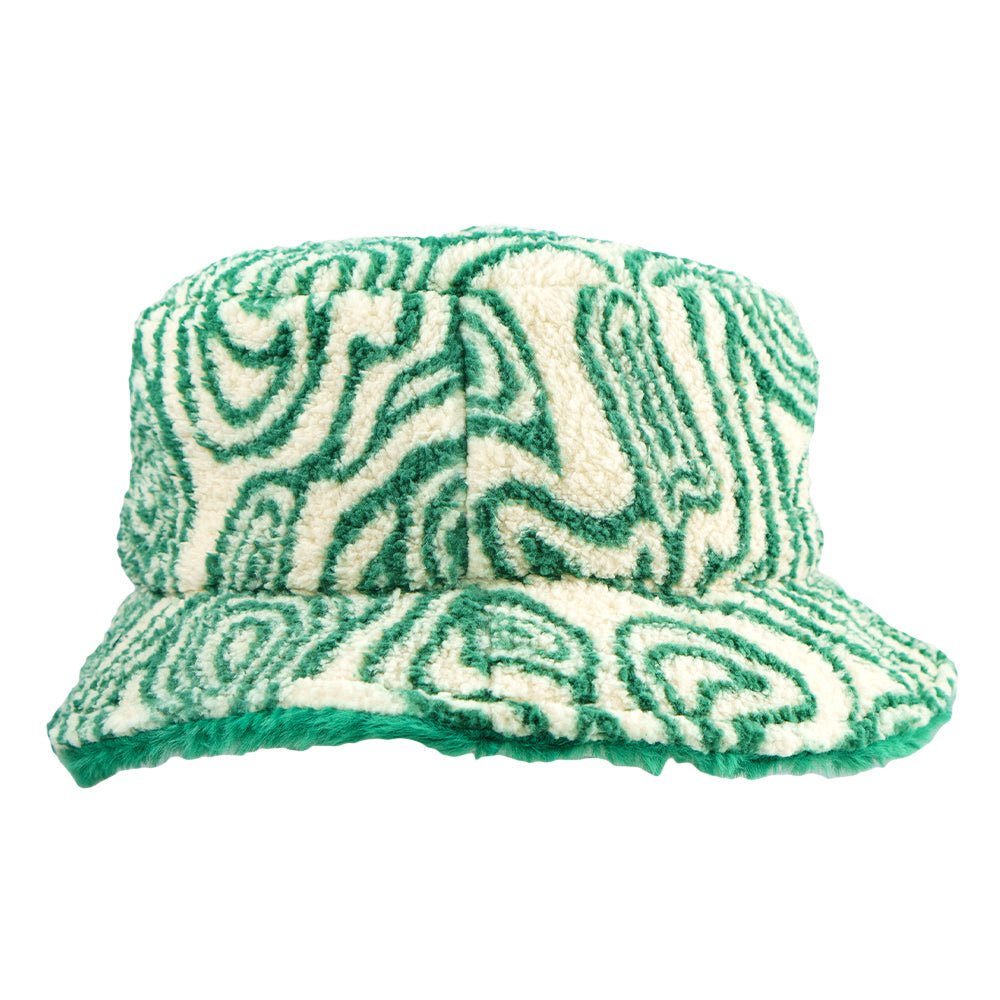 Bear Collection Green Fur Reversible Bucket Hat - Shop Avnu