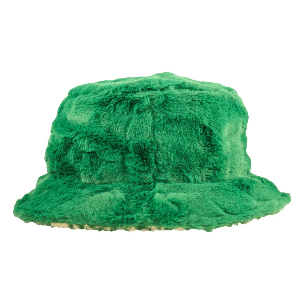 Bear Collection Green Fur Reversible Bucket Hat - Shop Avnu