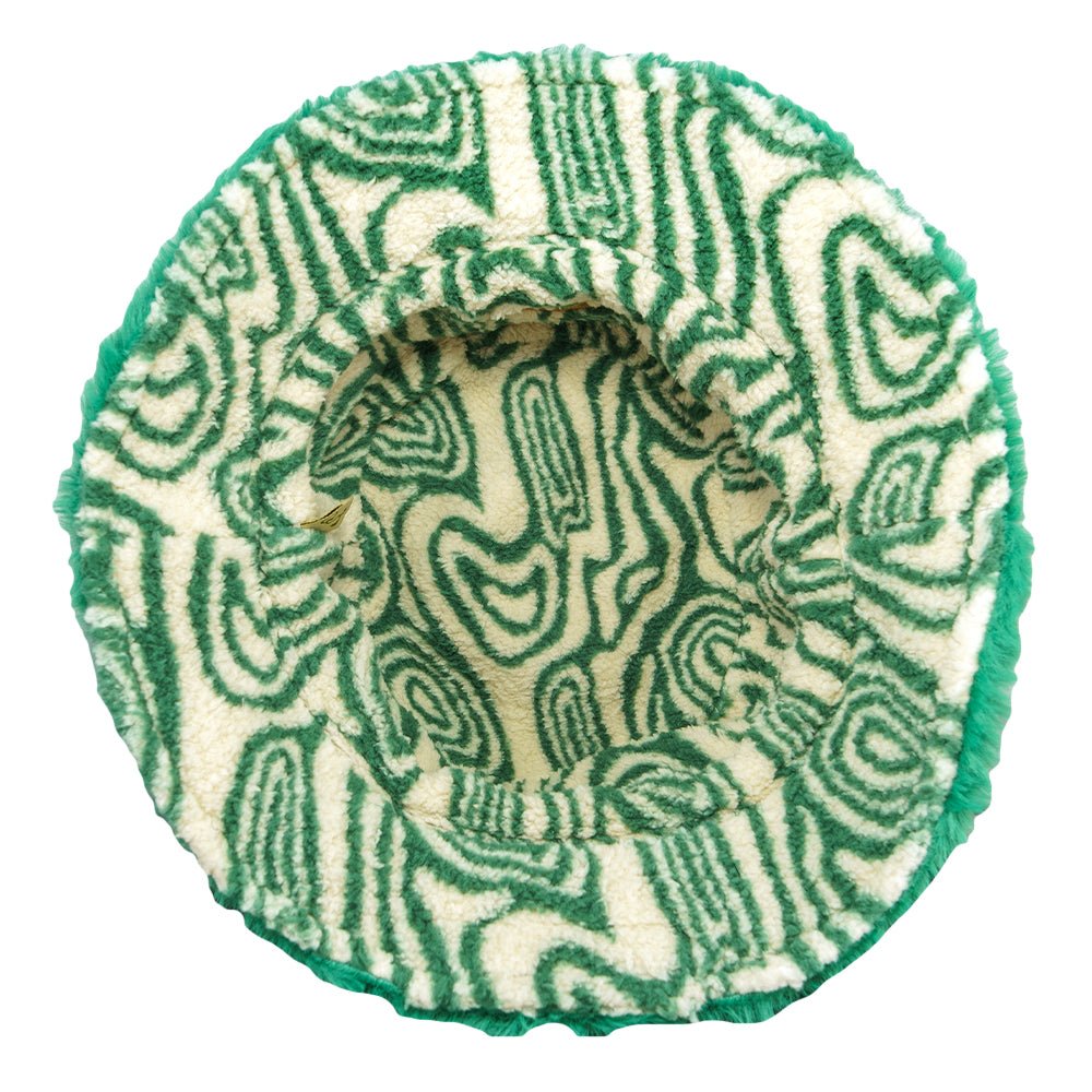 Bear Collection Green Fur Reversible Bucket Hat - Shop Avnu
