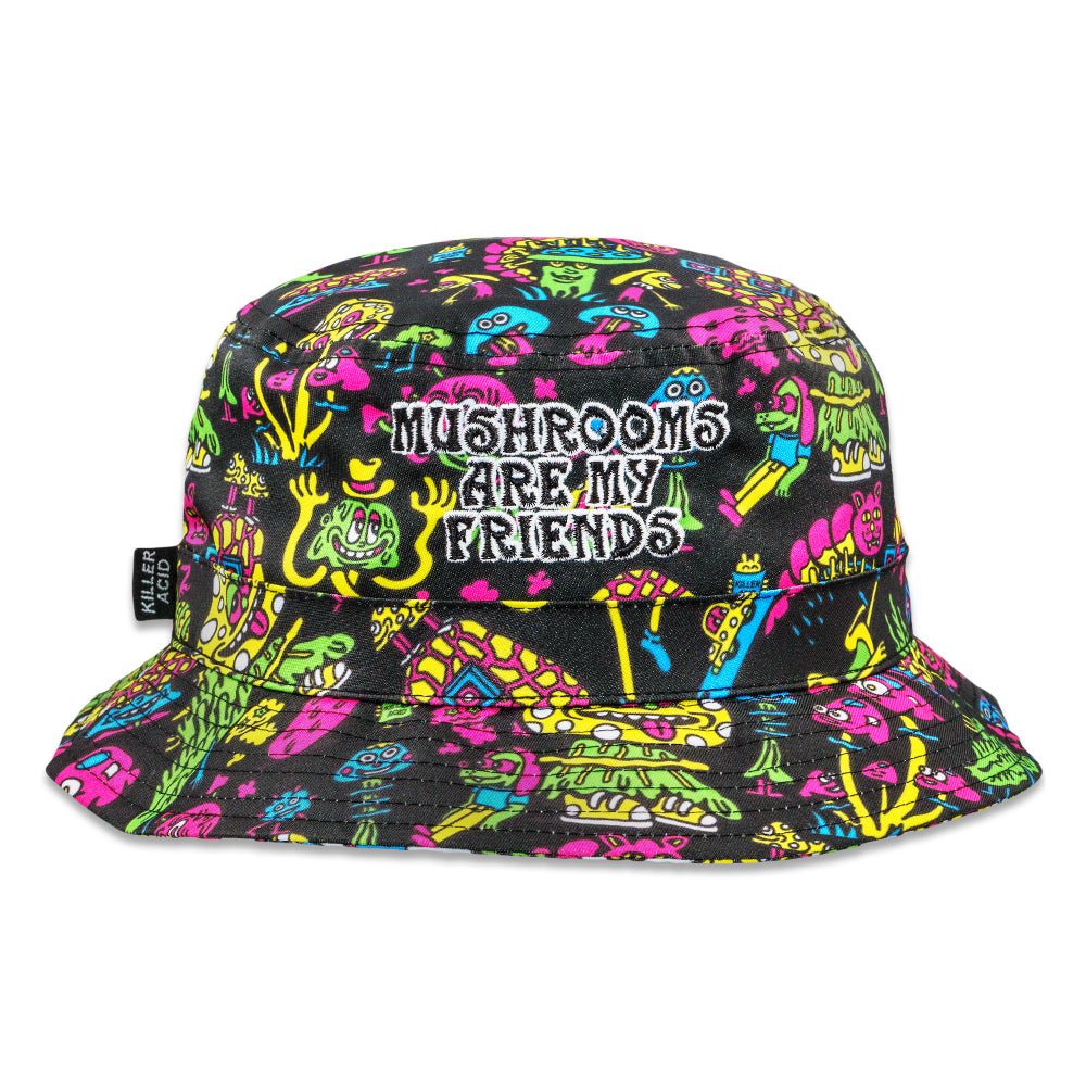 Killer Acid Mushroom Friends Reversible Bucket Hat - Shop Avnu