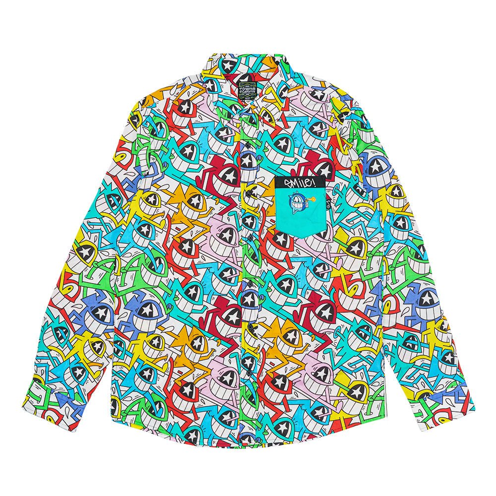 El Pez Smile Long Sleeve Button Up Shirt - Shop Avnu