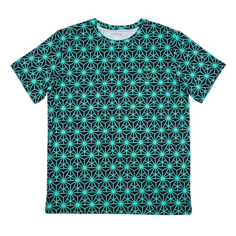 Geo Triangles Teal Athletic T Shirt - Shop Avnu