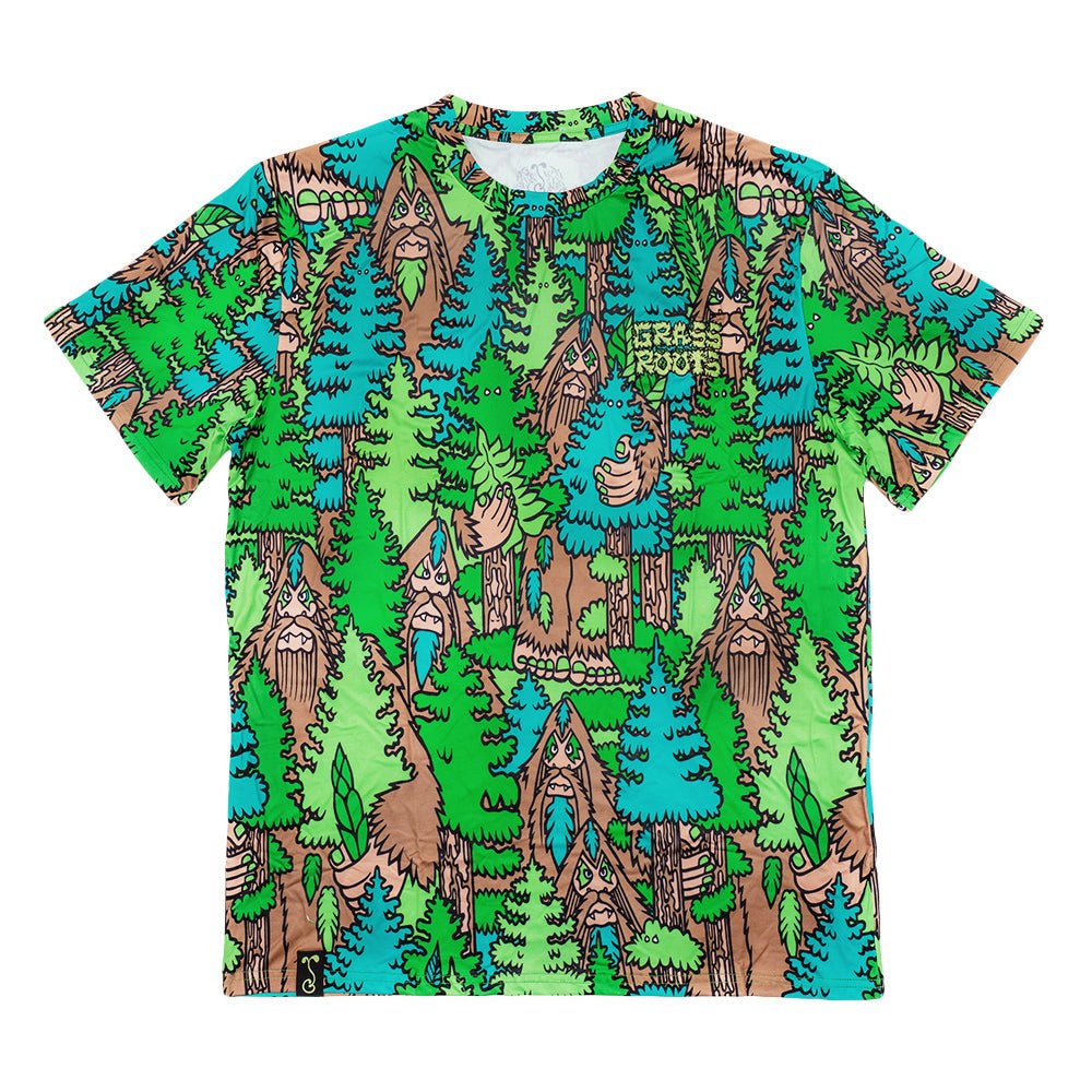Bigfoot In The Woods Green T Shirt - Shop Avnu