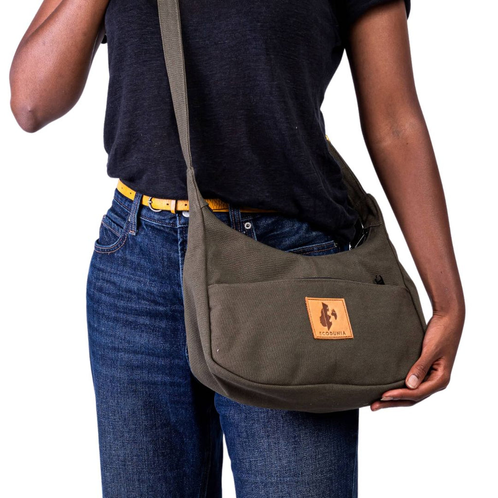 Crossbody Crescent Bag - Canvas Shoulder Bag for Women