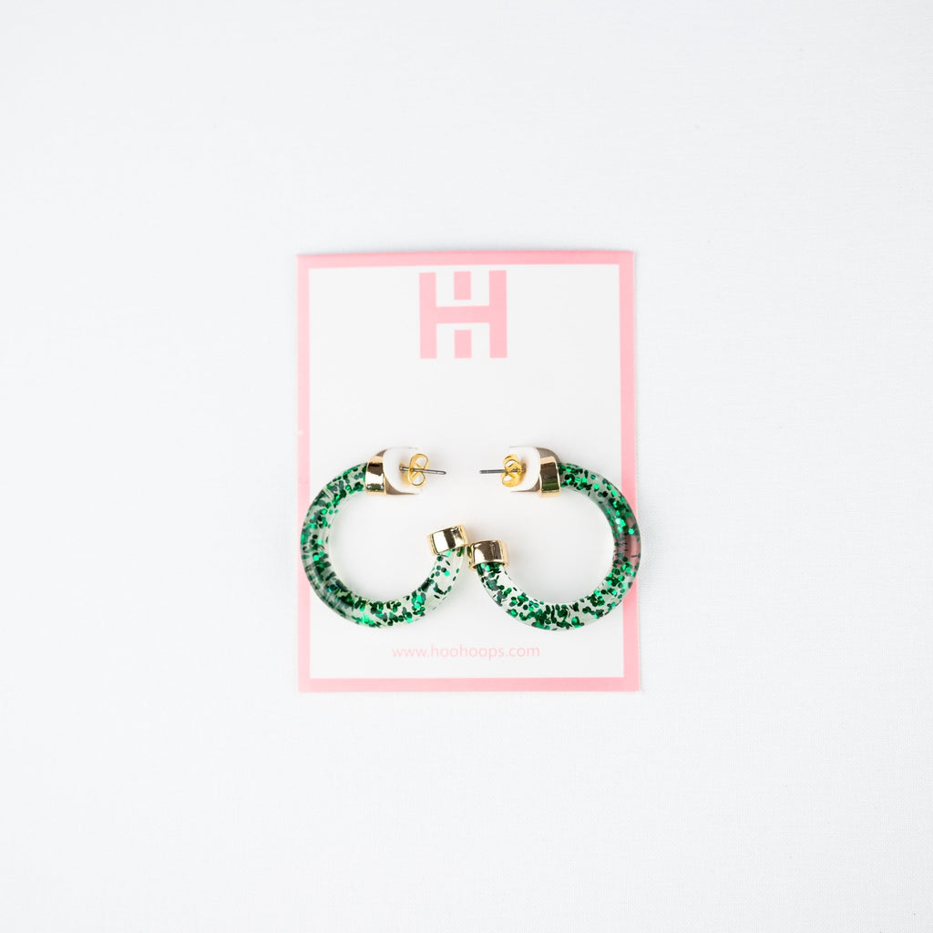 Green Glitter Mini Hoop Earrings - Shop Avnu