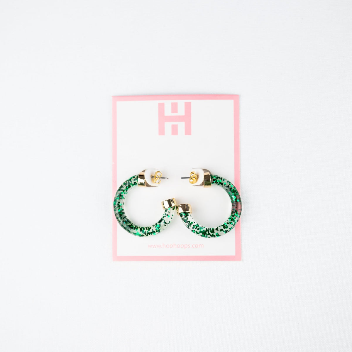 Green Glitter Mini Hoop Earrings - Shop Avnu