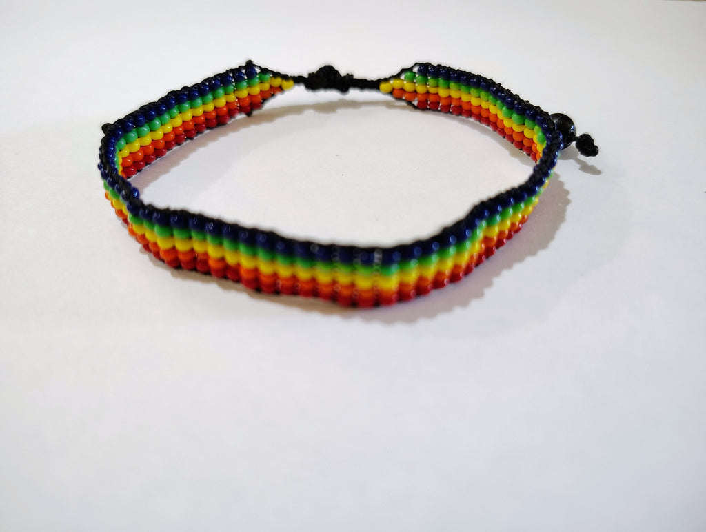 Conservation Pride & Purpose Hand Beaded Bracelet, Rainbow of Maasai Glass Beads