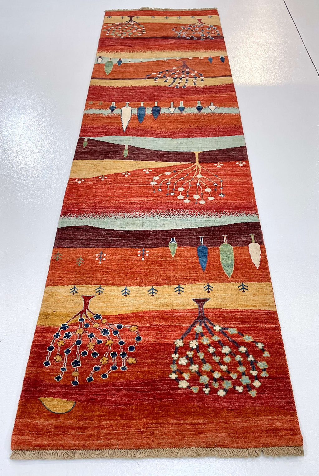 Scenic Afghan Gabbeh (2'08"x9'09") rust