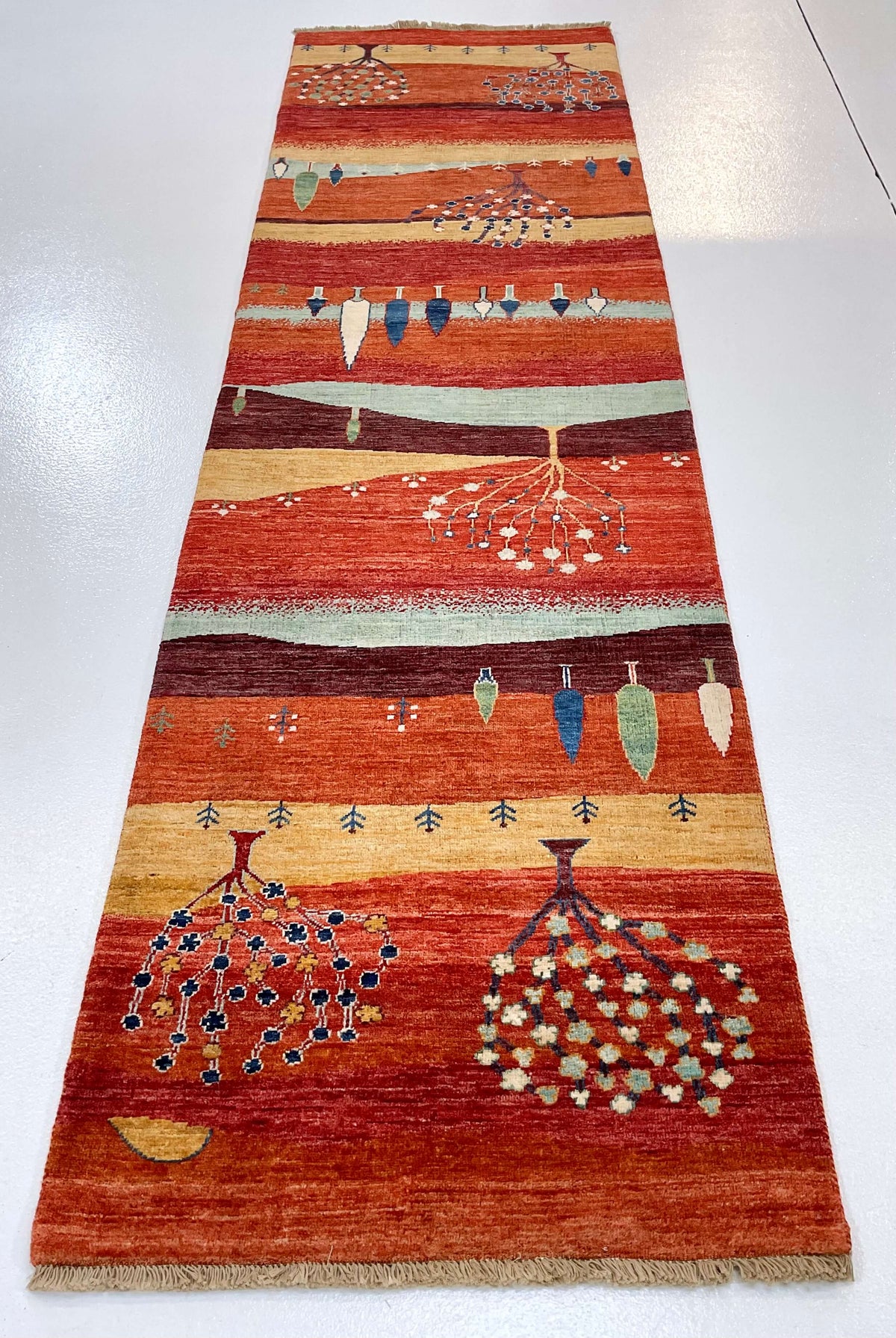 Scenic Afghan Gabbeh (2'08"x9'09") rust