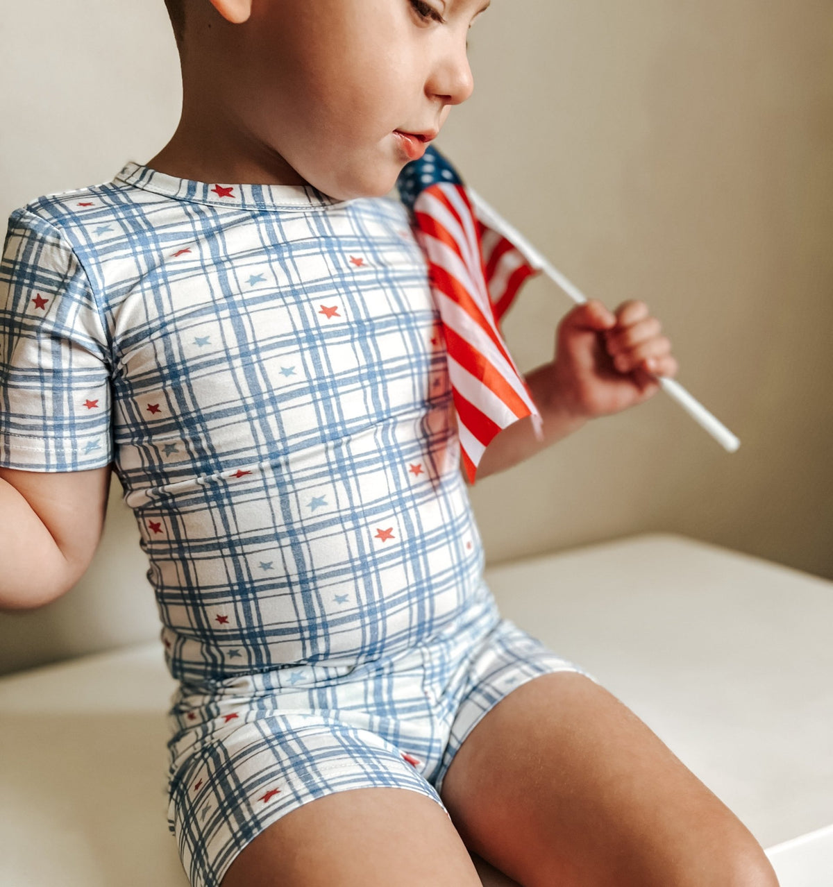 Stars Gingham 2pc Bamboo Pajamas - Shop Avnu
