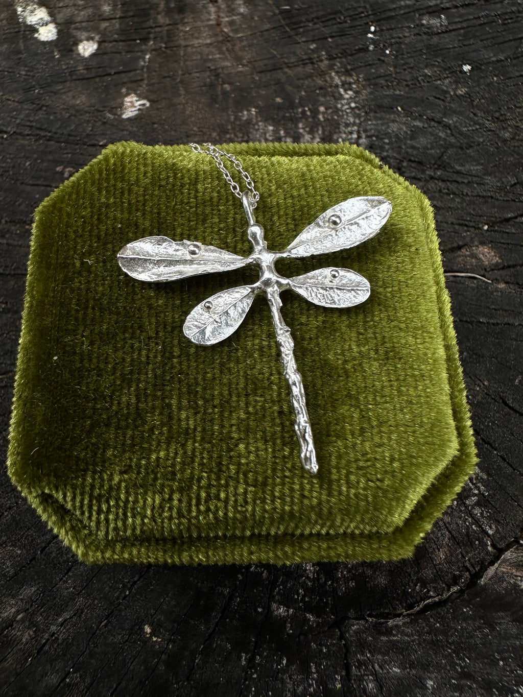 Dragonfly Adjustable necklace to 16", 18", or 20" recycled sterling silver