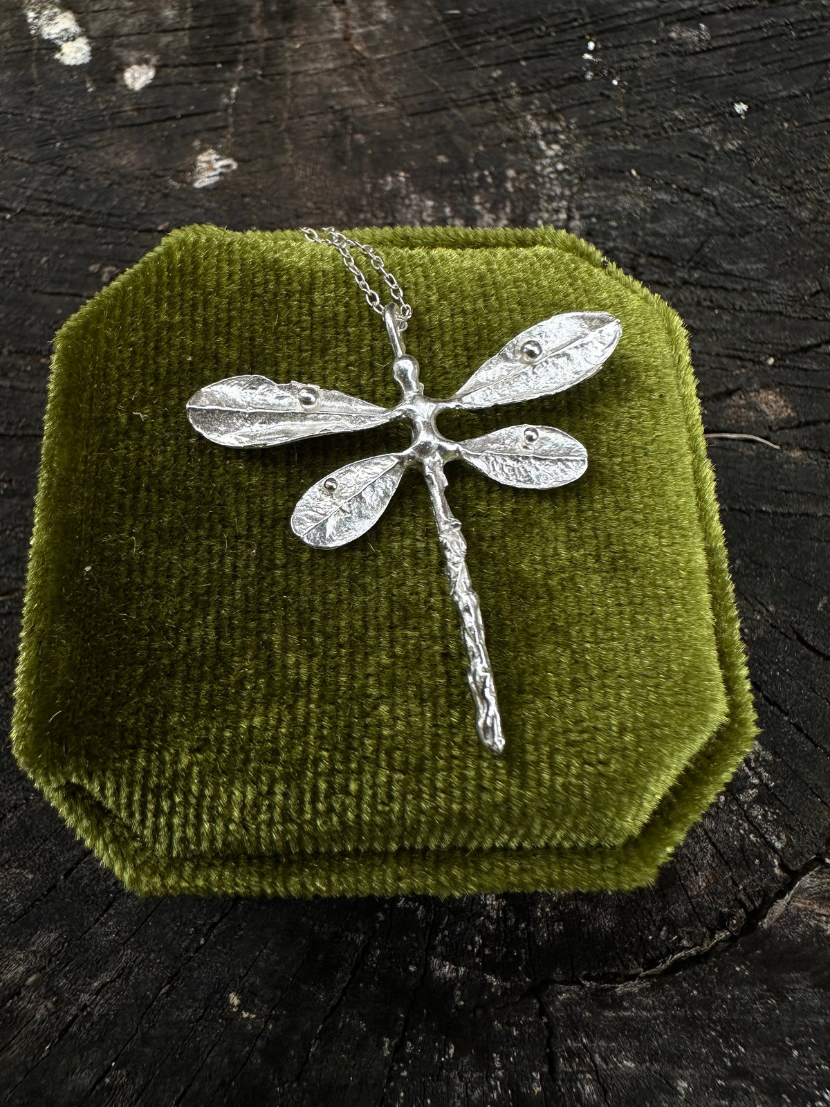 Dragonfly Adjustable necklace to 16", 18", or 20" recycled sterling silver