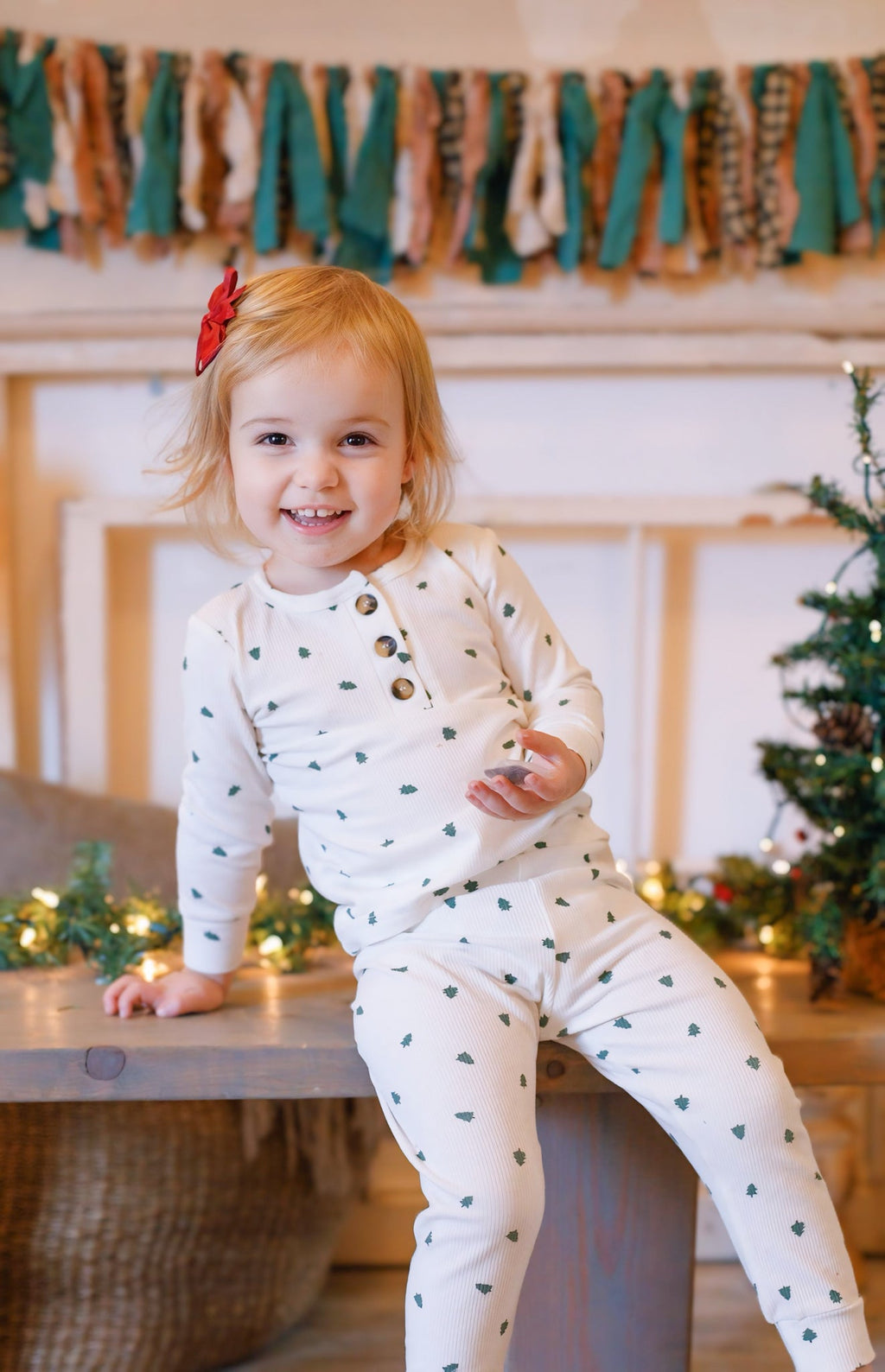 Tiny Trees Ribbed Bamboo 2pc Henley Pajamas - Shop Avnu