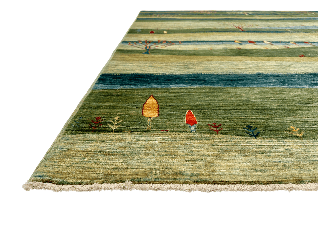 Scenic Afghan Gabbeh (8'02"x9'06") greens/blues