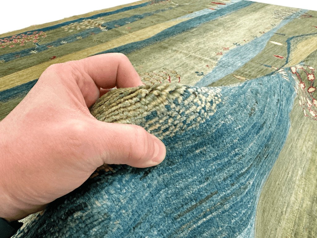 Scenic Afghan Gabbeh (8'02"x9'06") greens/blues