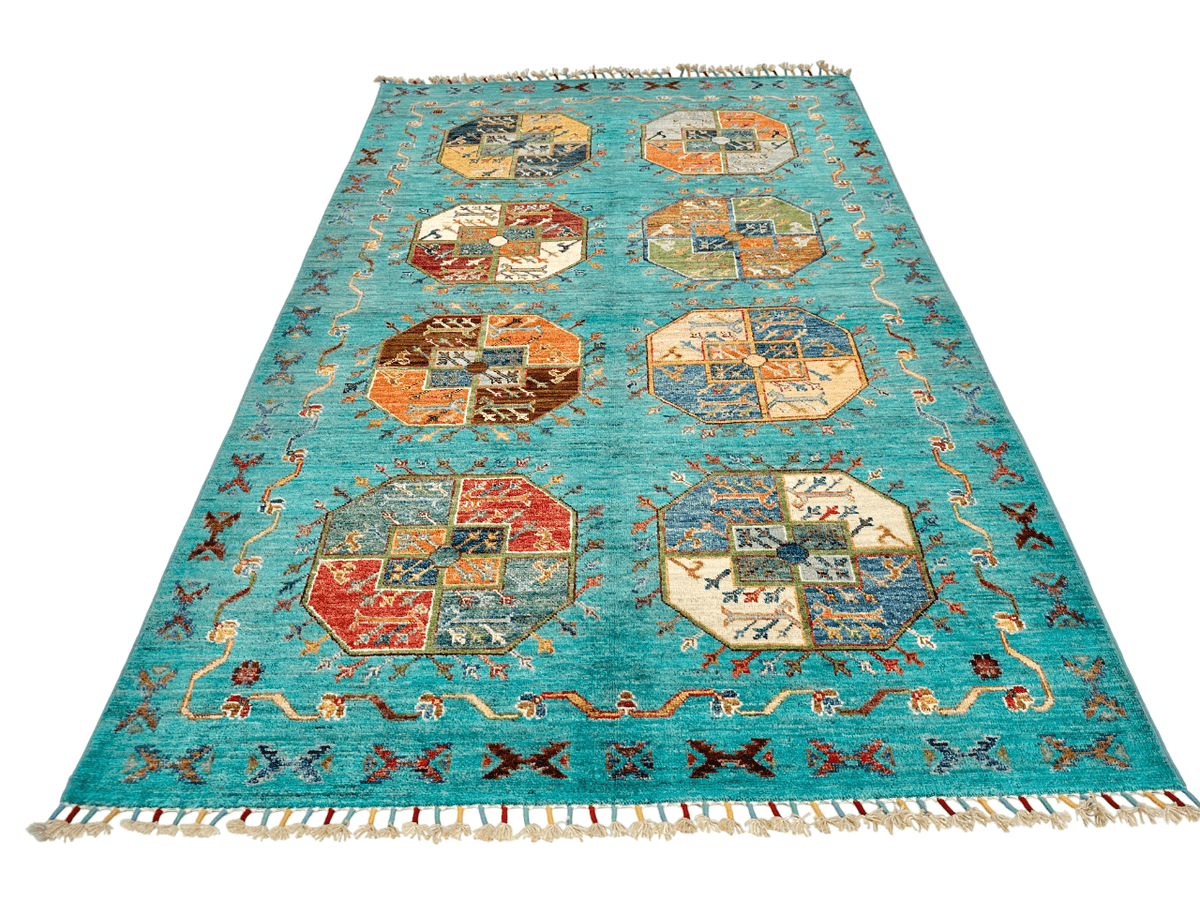 Afghan Ersari (4'01"x6'02") turquoise/multicolor