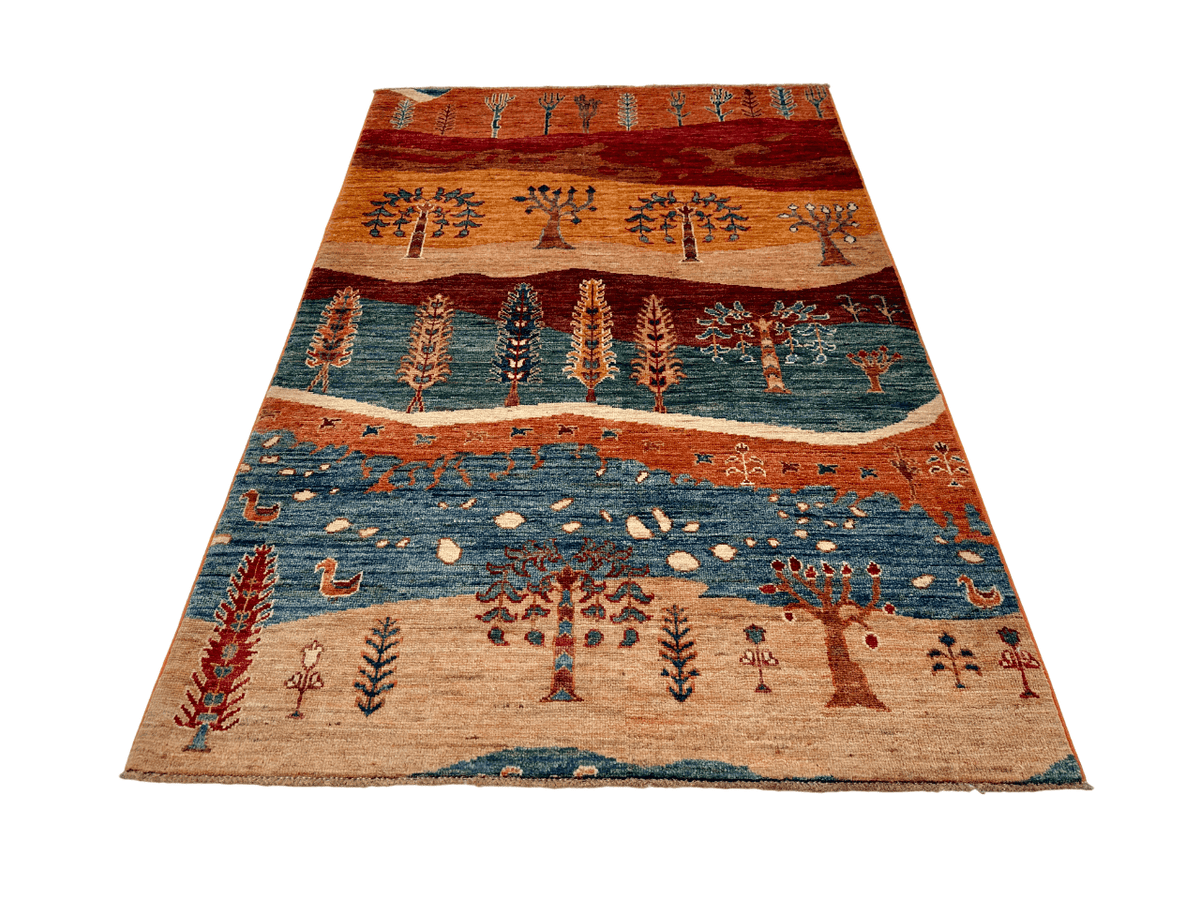 Afghan Gabbeh - Trees (3'05"x5'01") multicolor/rust