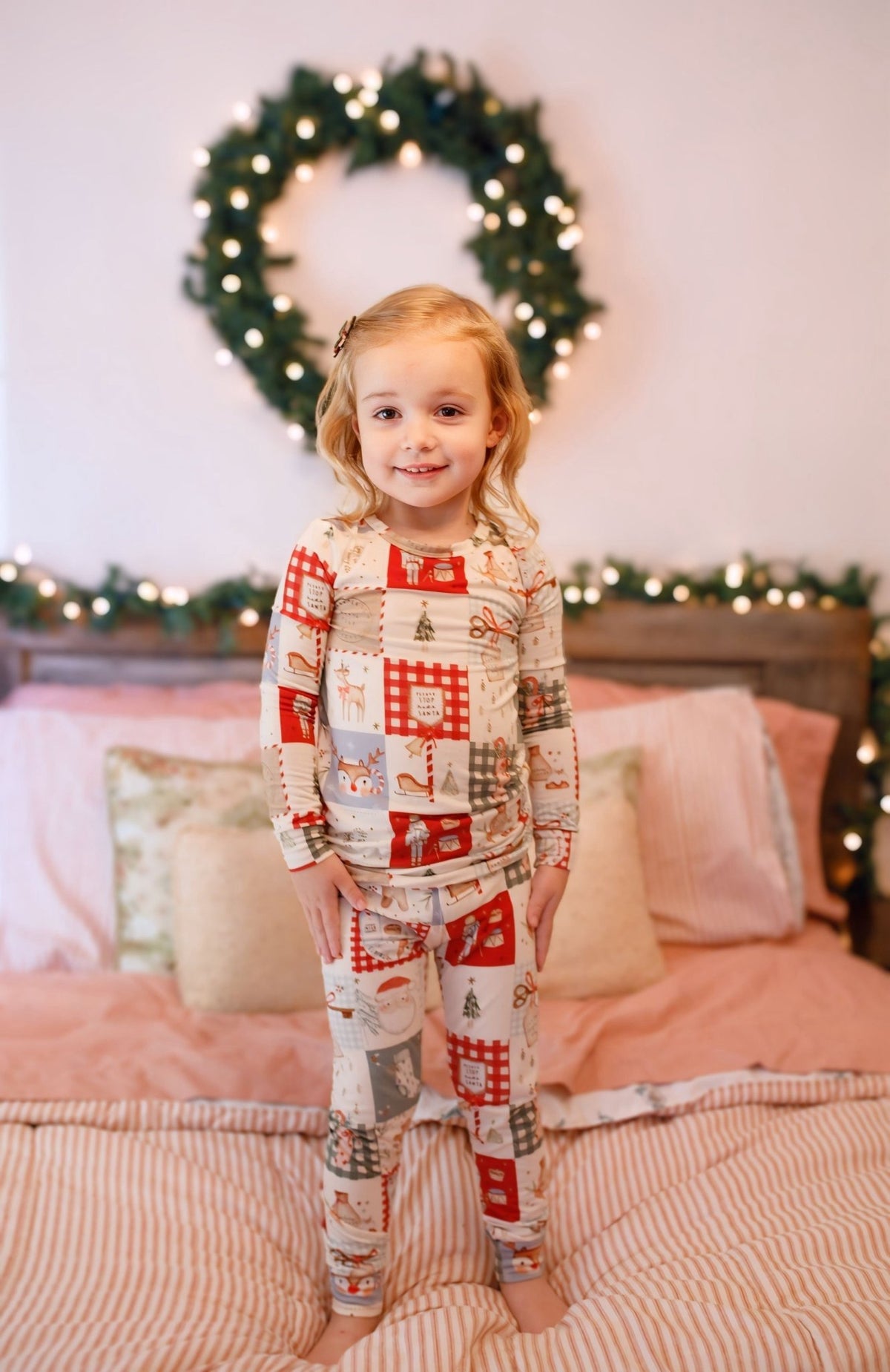 Christmas Patchwork Bamboo Christmas Pajamas - 2pc Set - Shop Avnu