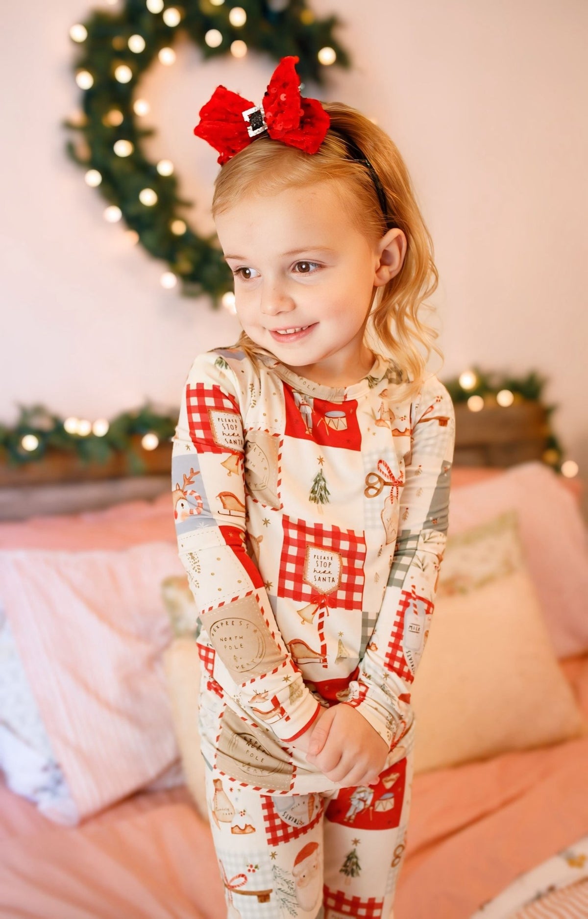 Christmas Patchwork Bamboo Christmas Pajamas - 2pc Set - Shop Avnu