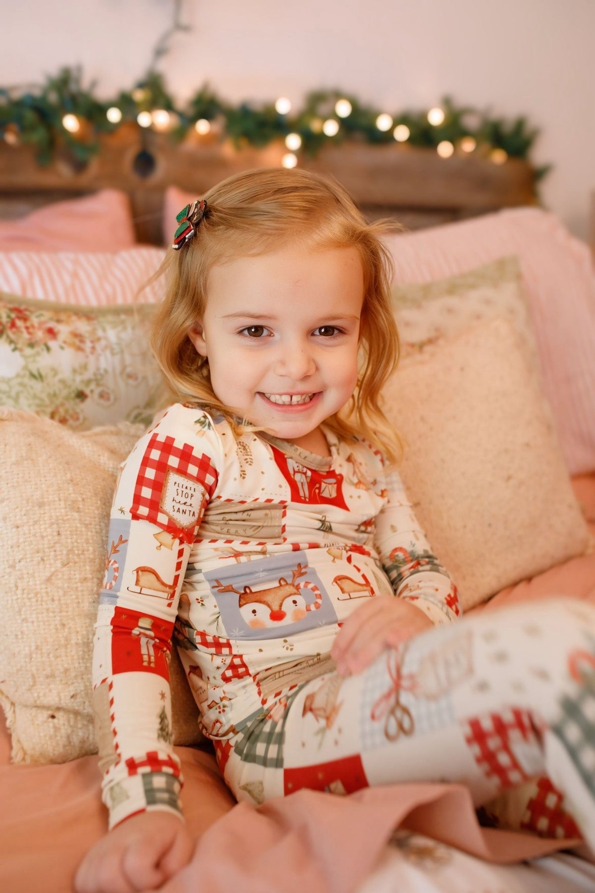 Christmas Patchwork Bamboo Christmas Pajamas - 2pc Set - Shop Avnu