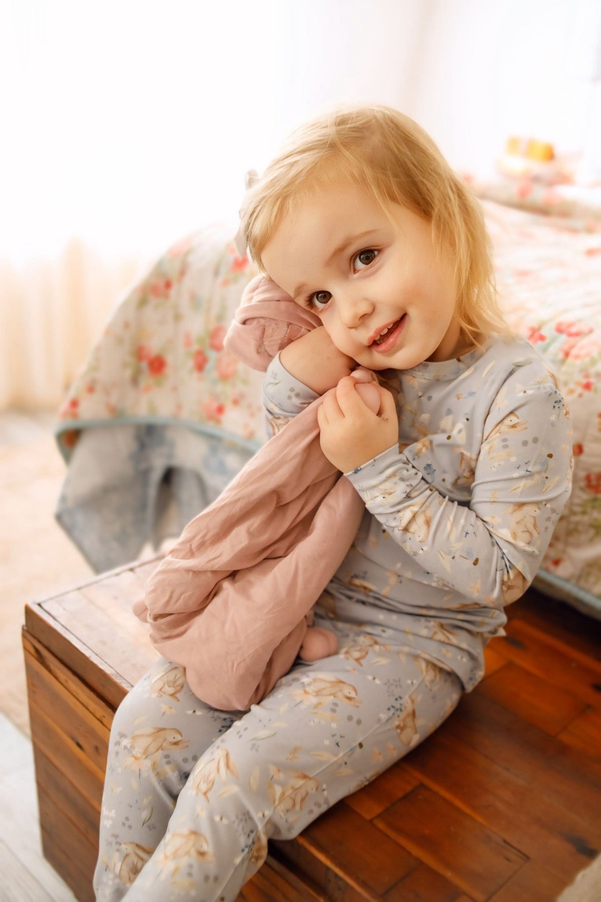 Bunny Blossoms 2pc Bamboo Pajamas - Shop Avnu