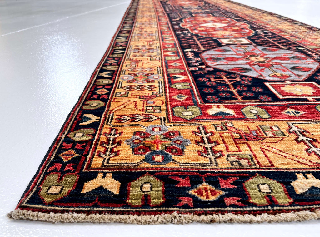 Heriz (3'x10' Runner) navy/gold/red
