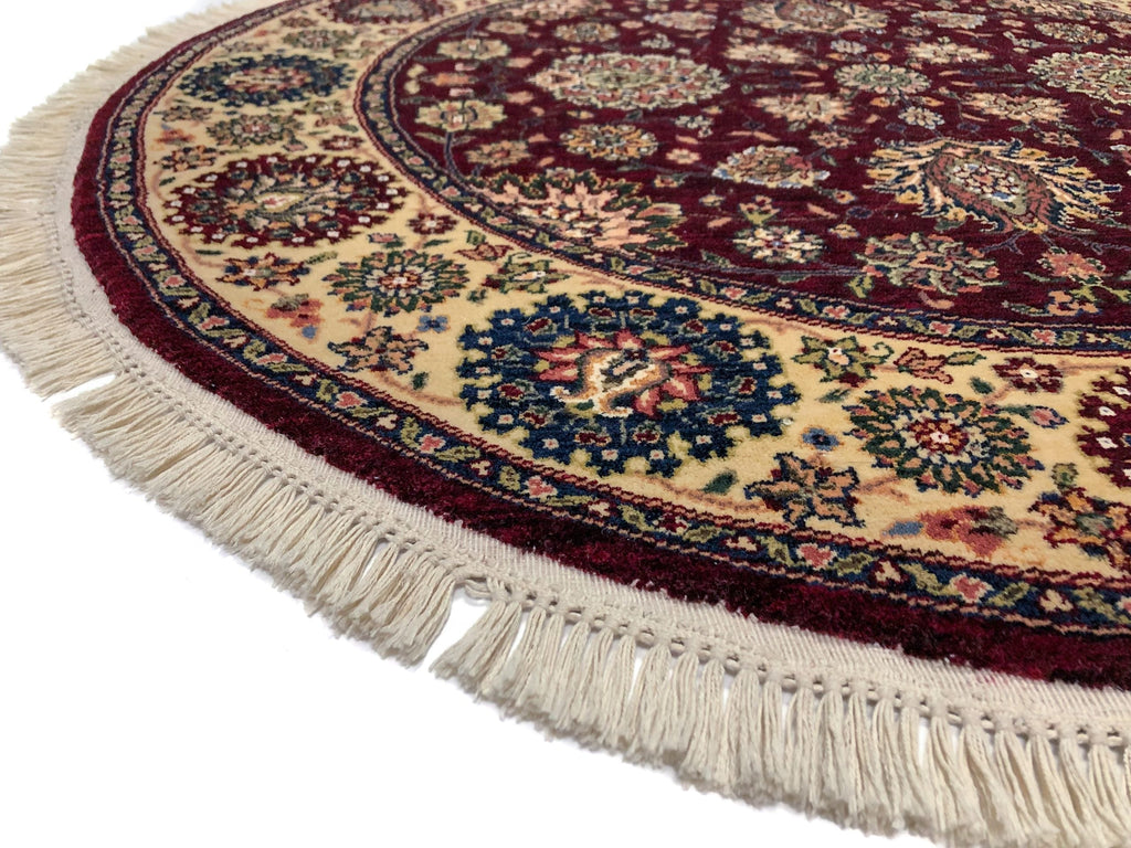 Indo-Tabriz dkred/ivory 4' Round