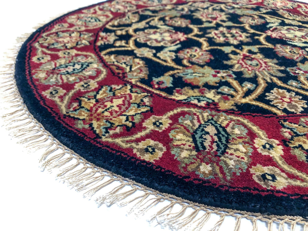 Indo-Tabriz blk/dkred 3' Round