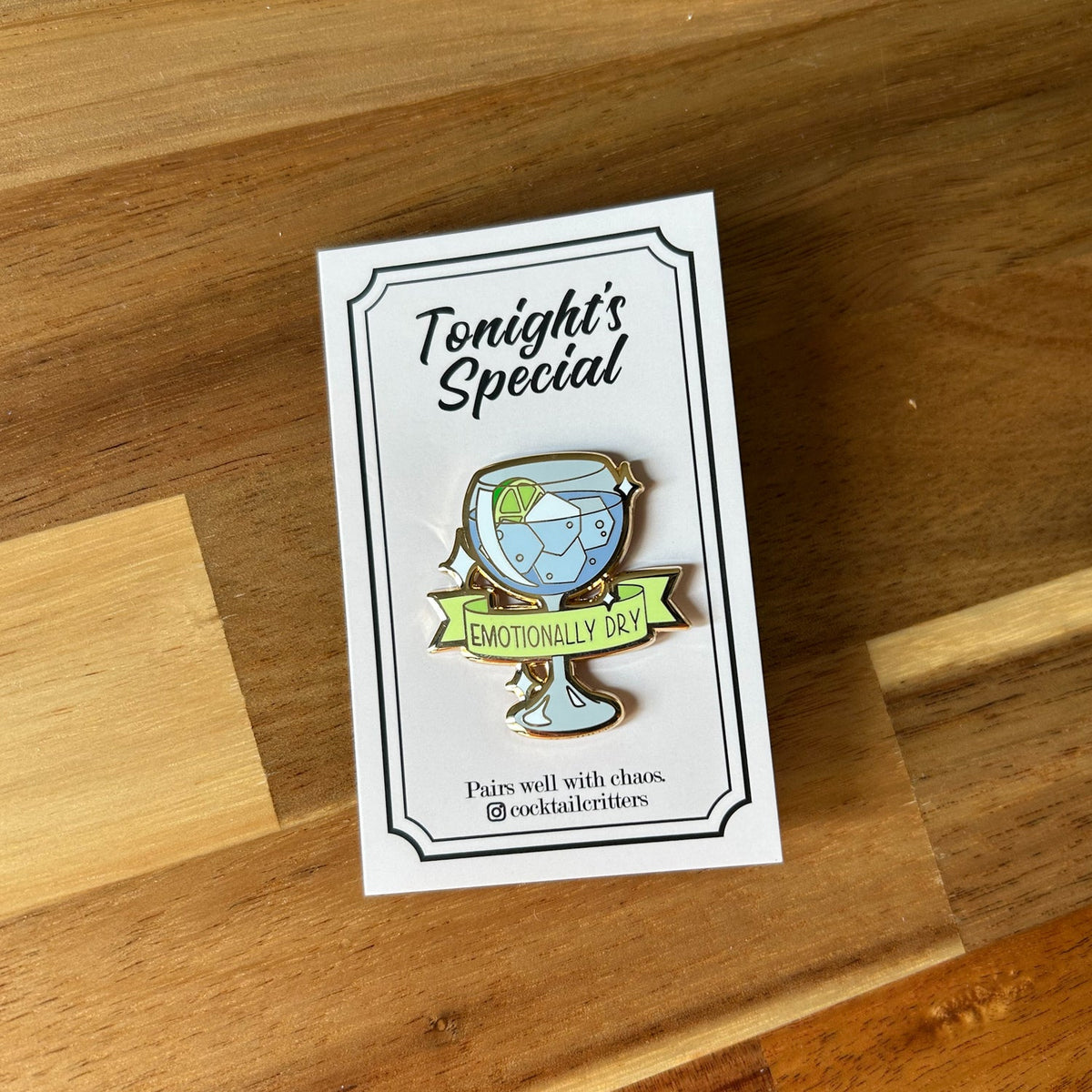 Gin & Tonic (Emotionally Dry) Cocktail Pin - Shop Avnu