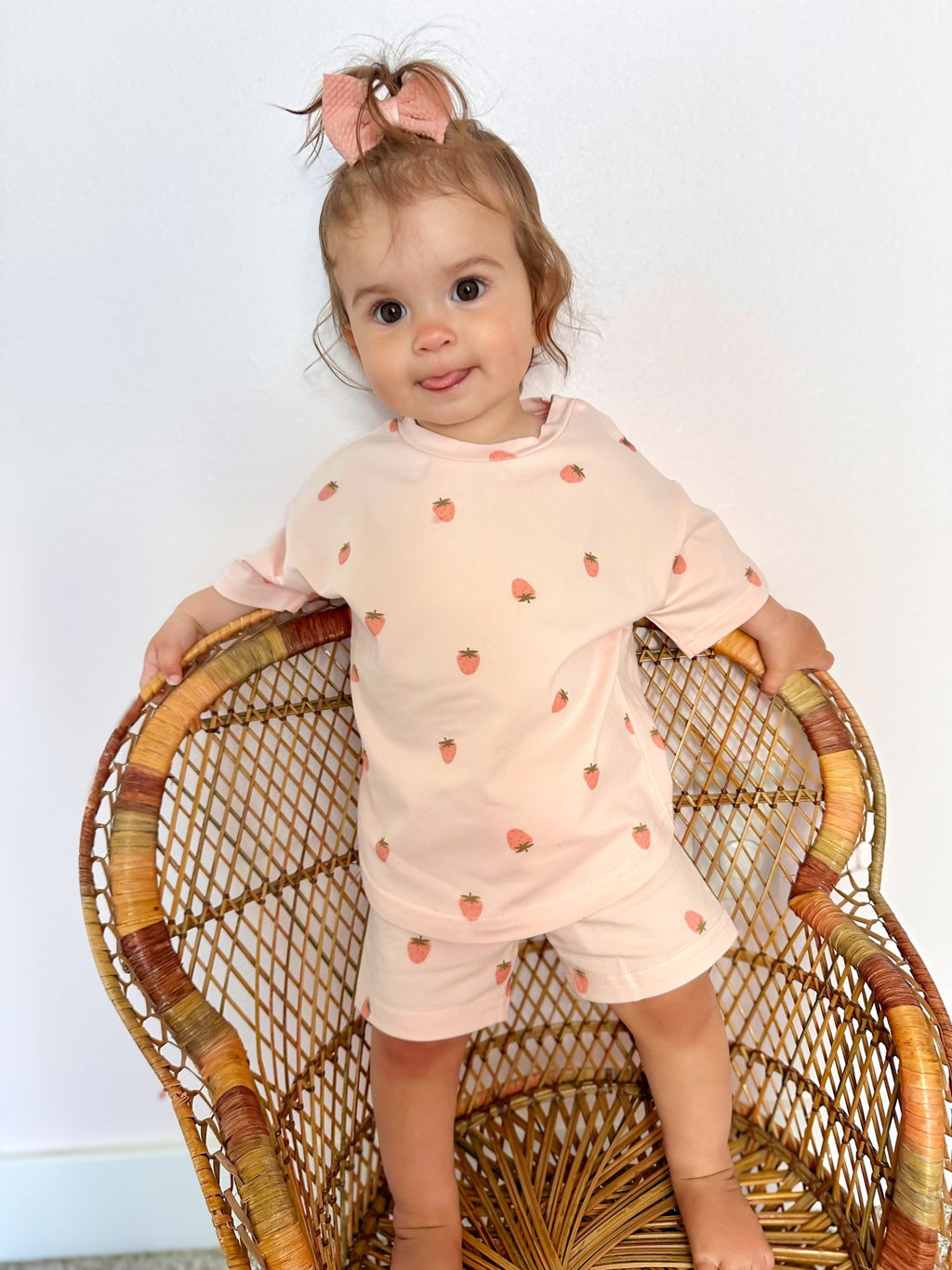 Organic Cotton Strawberry Print Shorts Set - Shop Avnu