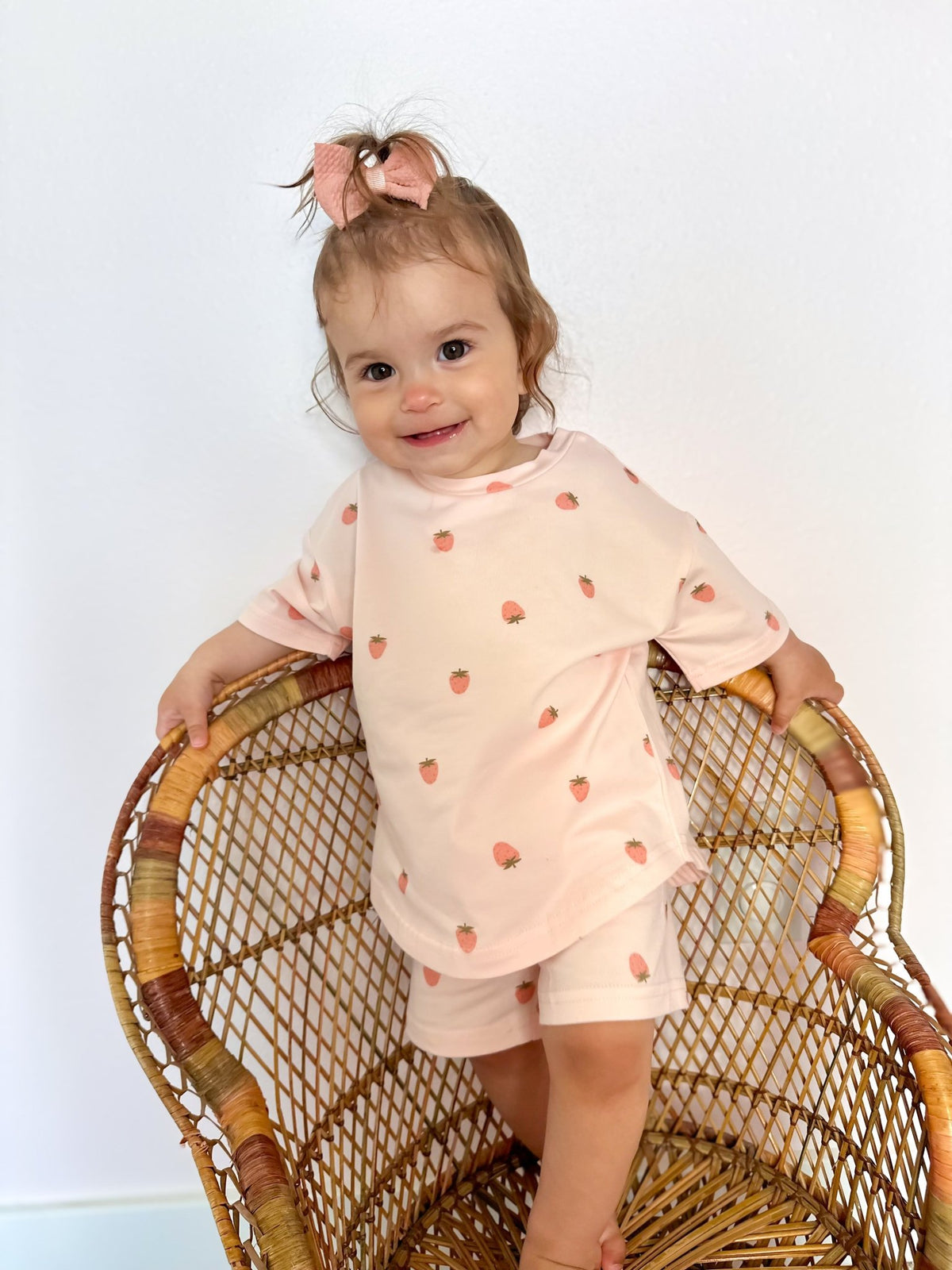 Organic Cotton Strawberry Print Shorts Set - Shop Avnu