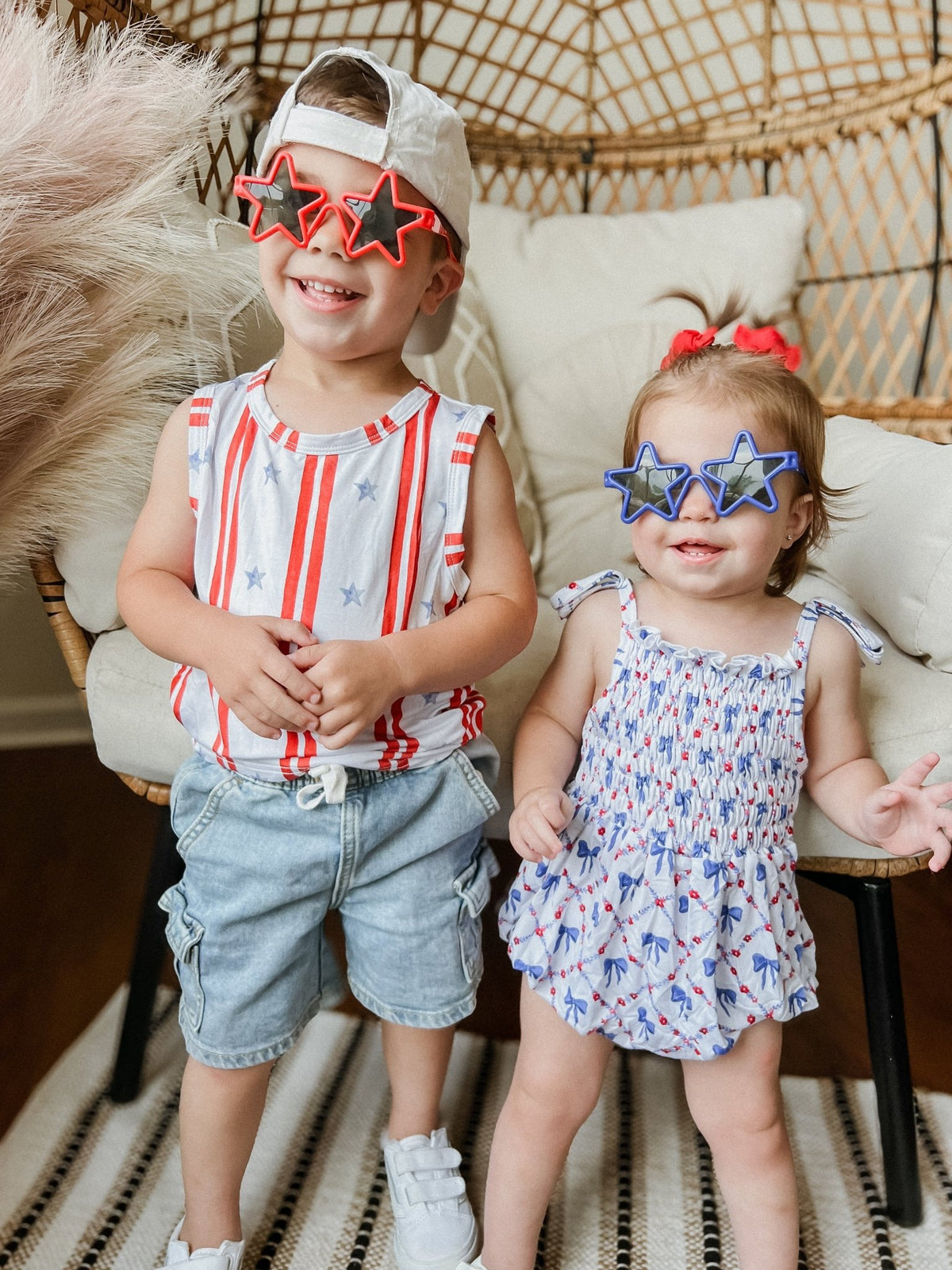 Smocked Red, White and Bows Bamboo Bubble Romper - Shop Avnu