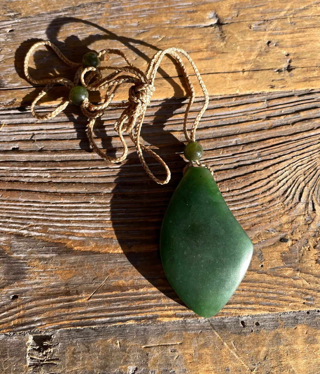 Jade Pendant, with Australia Jade and Abalone Inlay, 1.75" - Shop Avnu