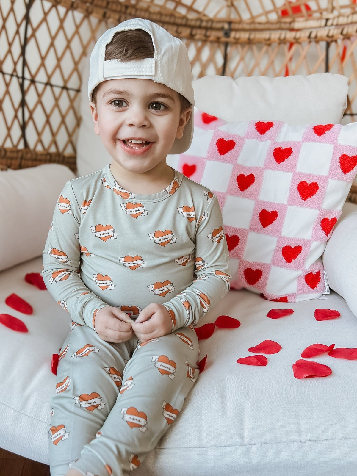 Mama Tattoo Hearts 2pc Bamboo Pajamas - Shop Avnu
