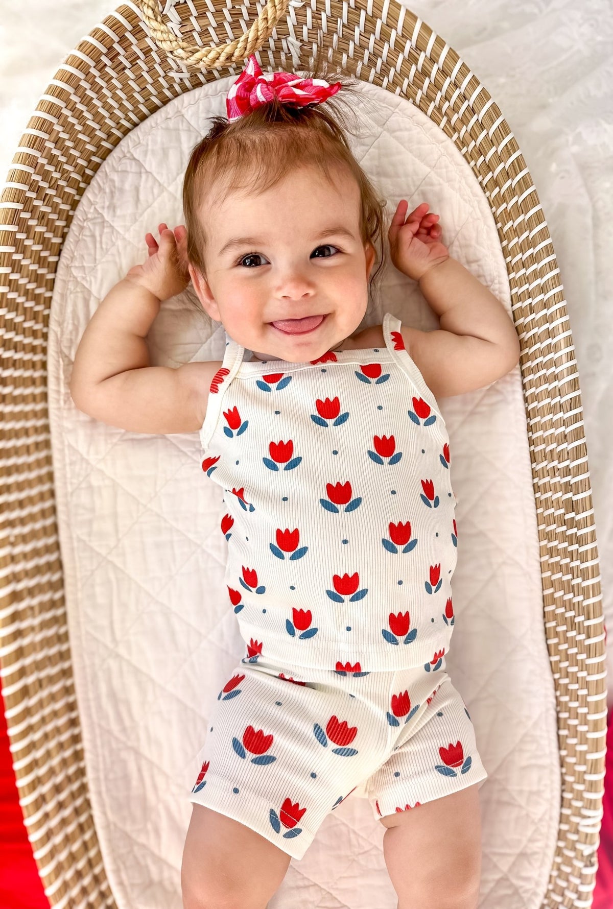 Red White & Blue Tulip Ribbed Bamboo 2pc Tank Set - Shop Avnu