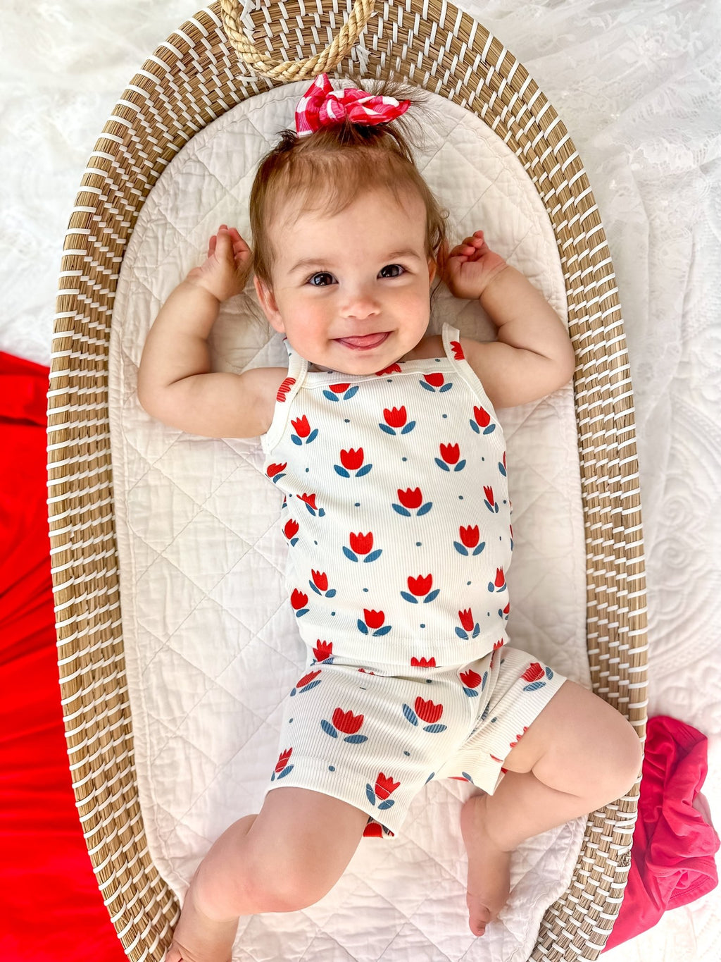 Red White & Blue Tulip Ribbed Bamboo 2pc Tank Set - Shop Avnu
