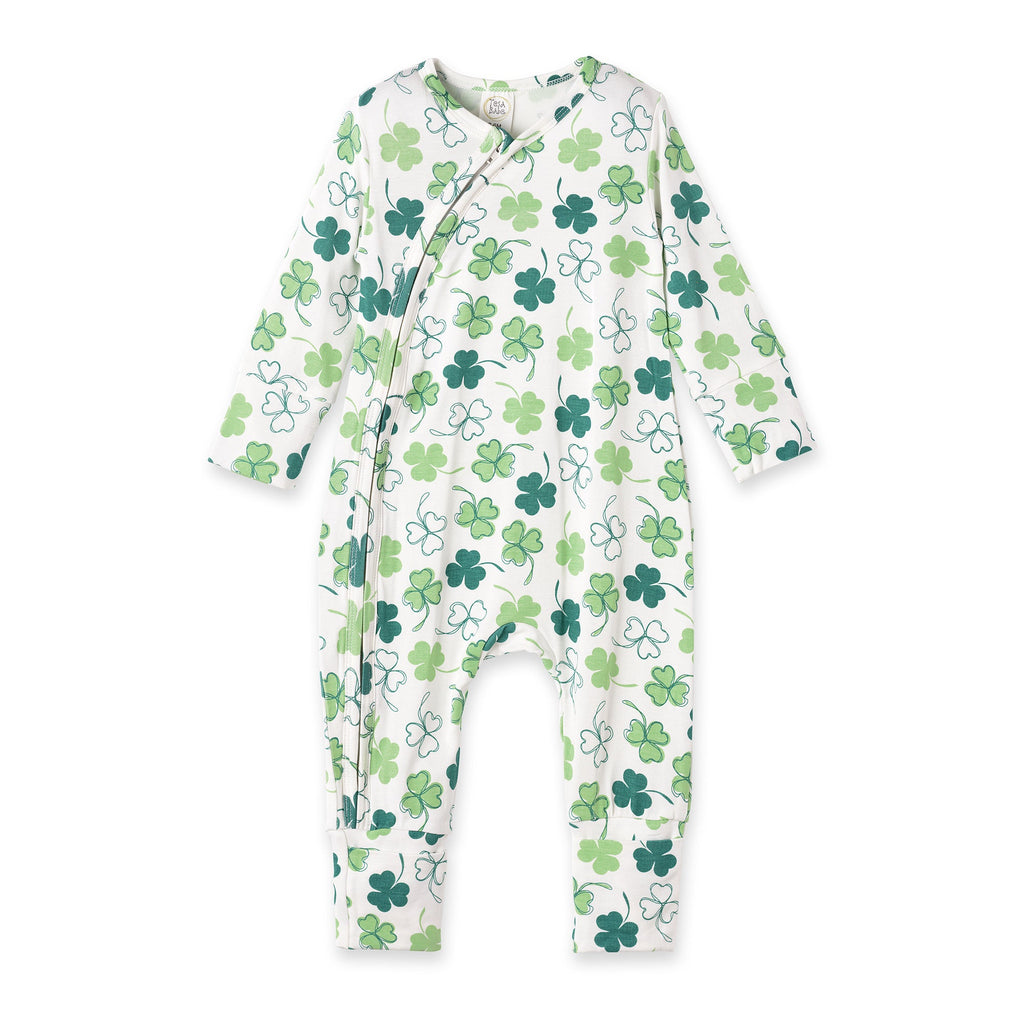 Shamrock Zip Romper – Convertible Cuff Bamboo Irish Sleeper - Shop Avnu