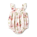 Blush Bouquet Baby Girl Floral Cotton Linen Sunsuit - Shop Avnu