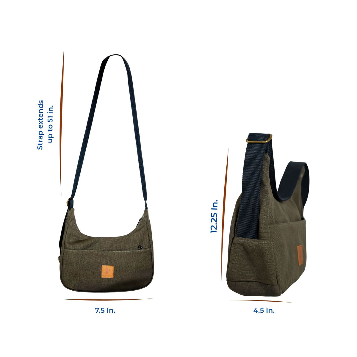Crossbody Crescent Bag - Canvas Shoulder Bag for Women