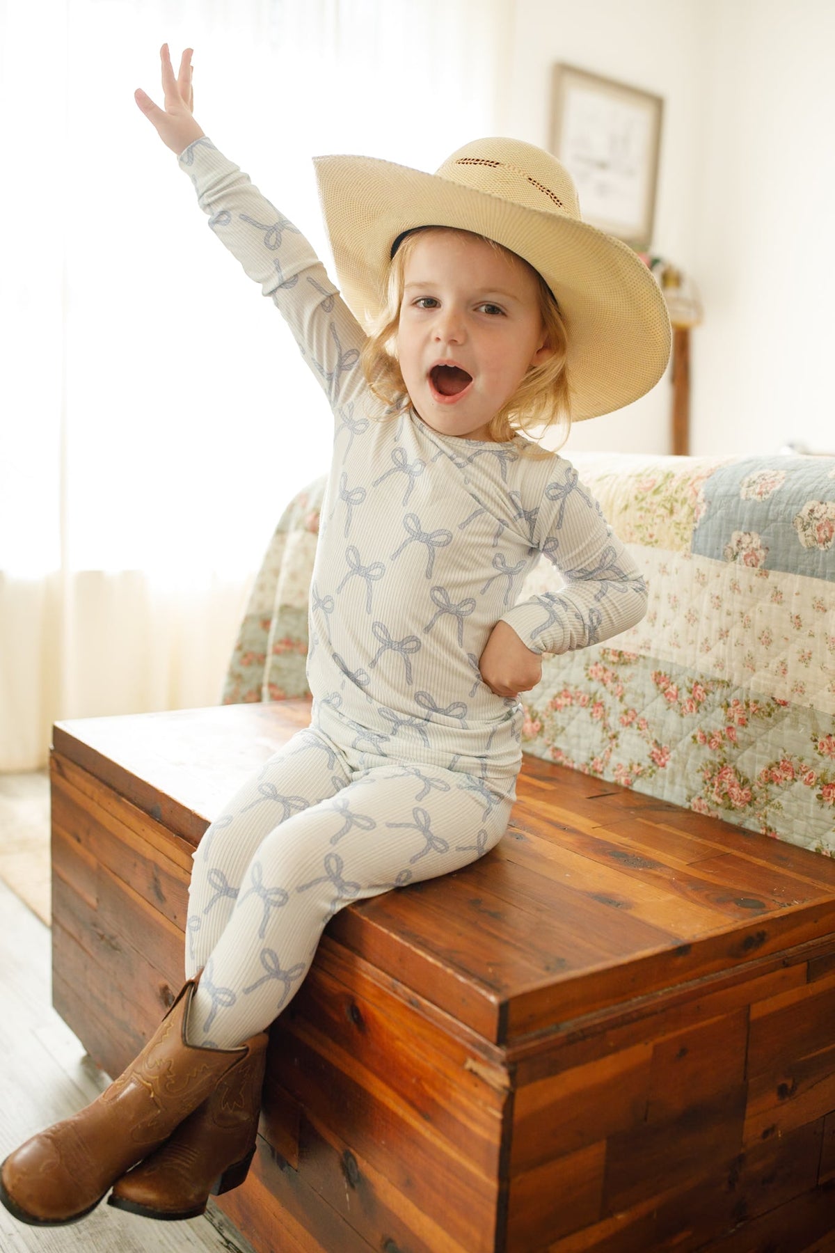 Blue Belle 2pc Ribbed Bamboo Pajamas - Shop Avnu