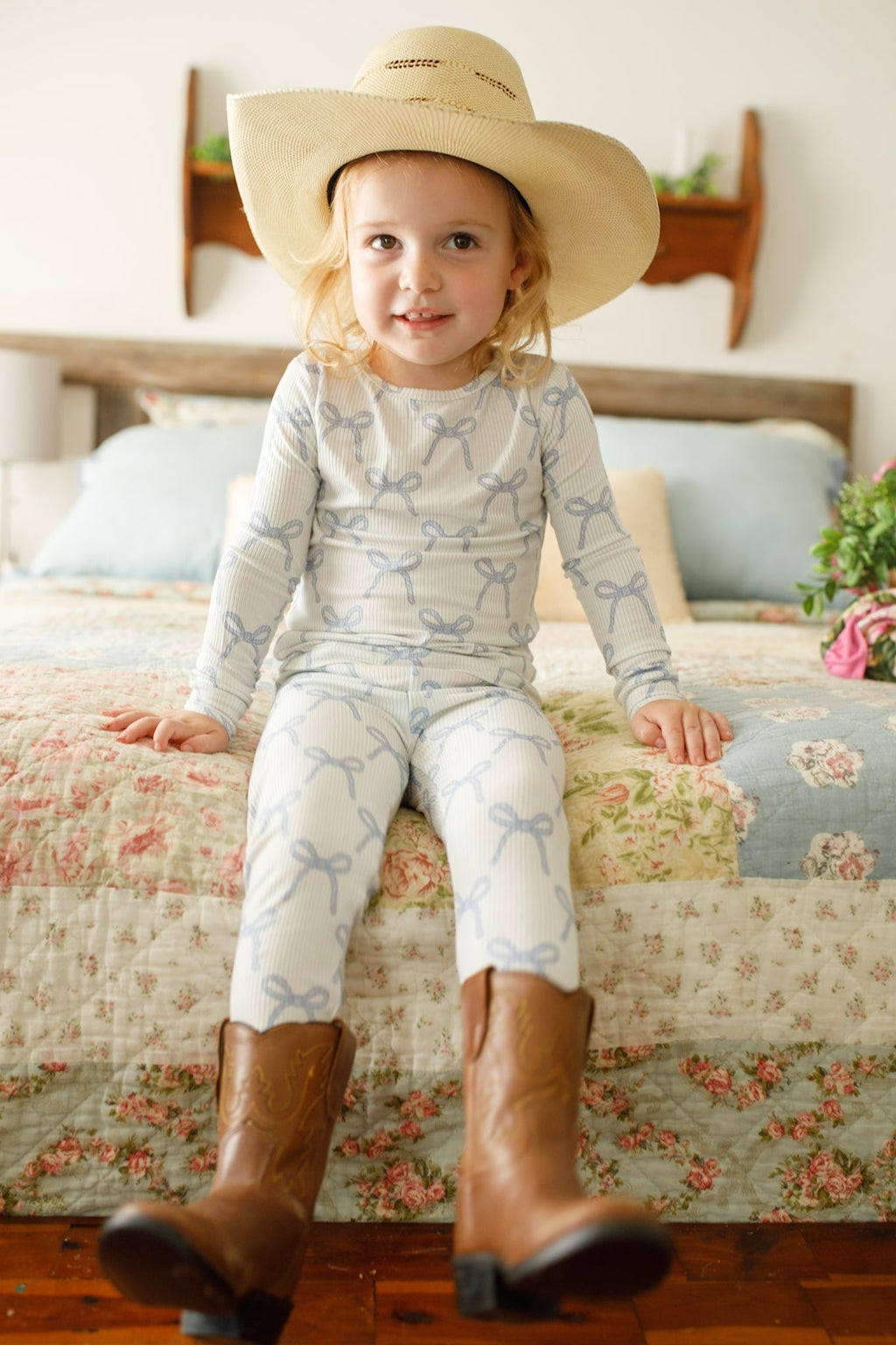Blue Belle 2pc Ribbed Bamboo Pajamas - Shop Avnu