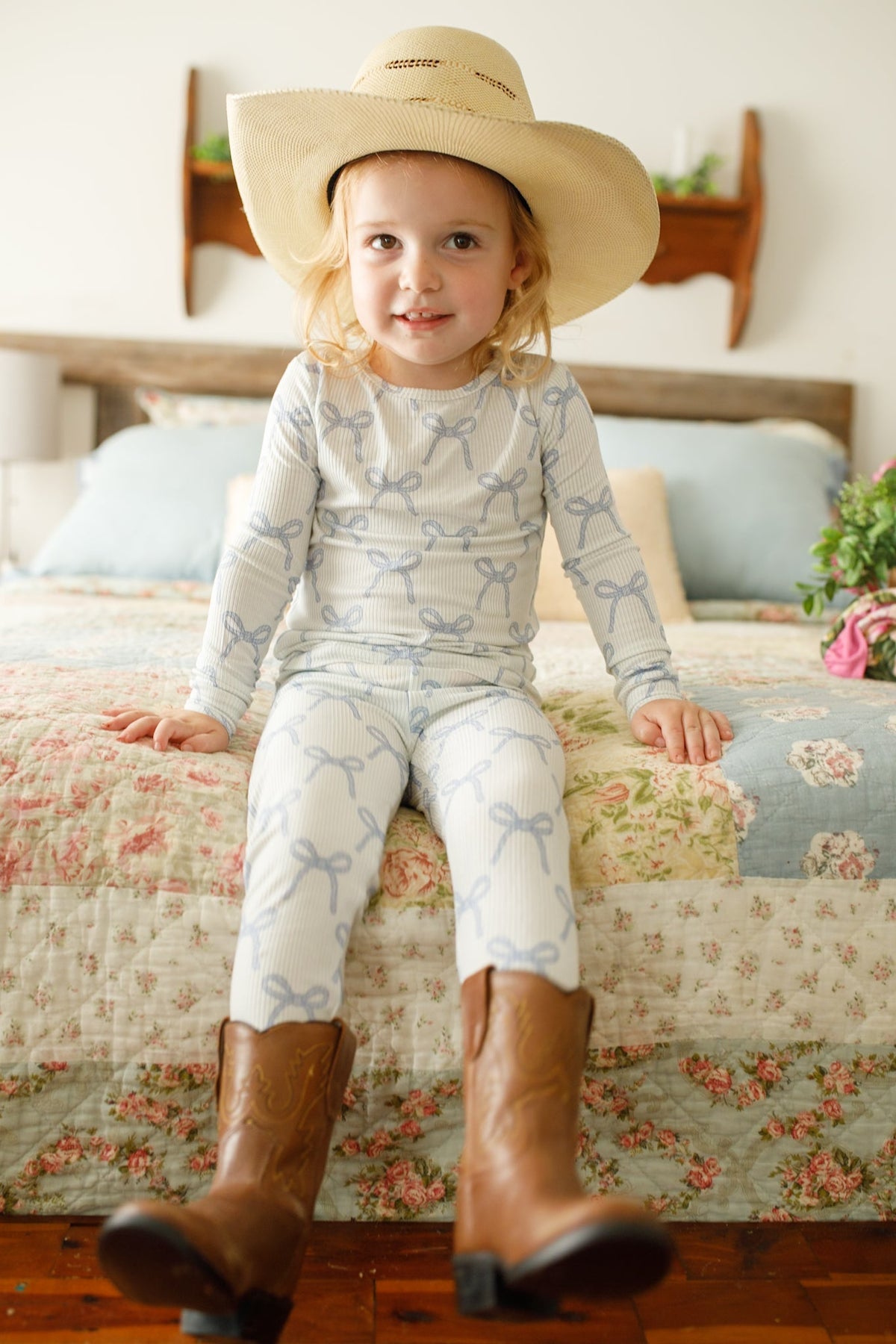 Blue Belle 2pc Ribbed Bamboo Pajamas - Shop Avnu