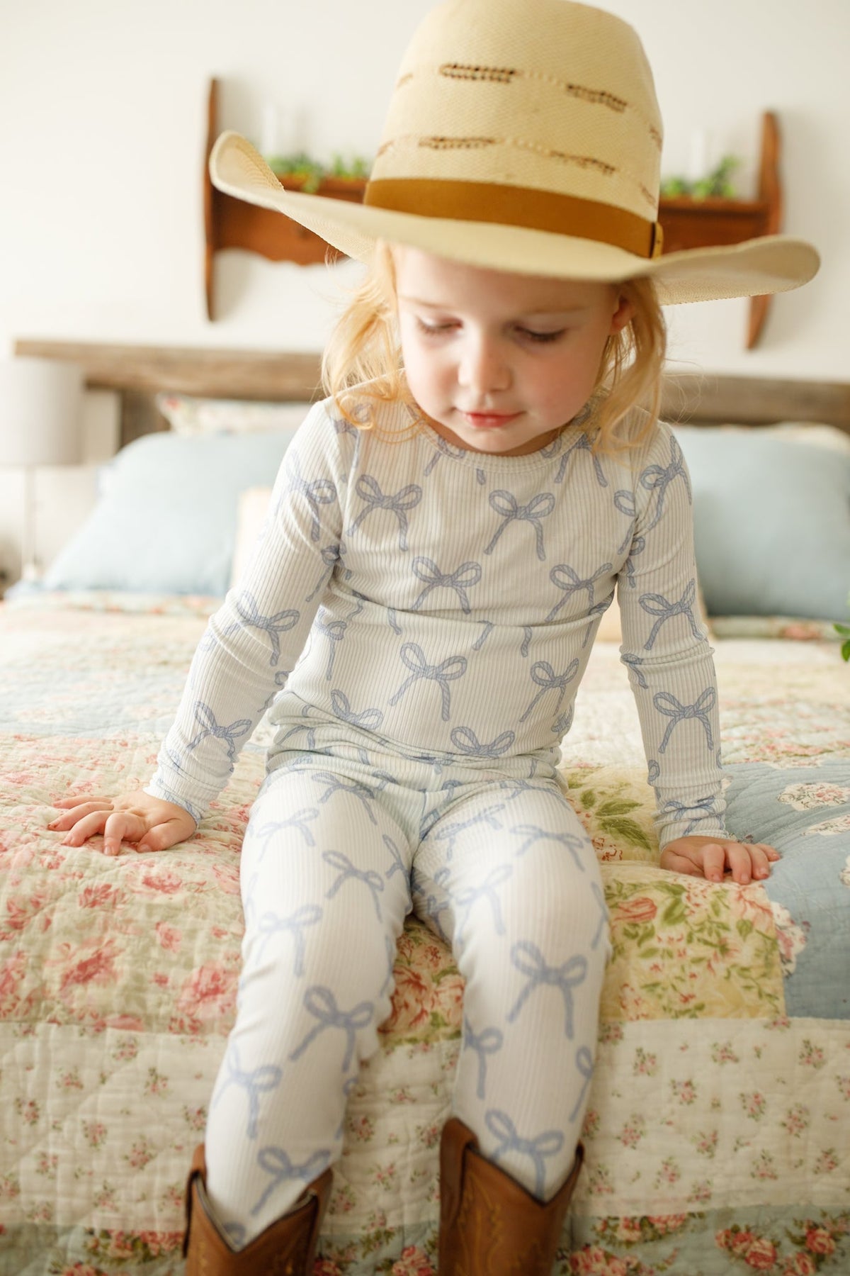 Blue Belle 2pc Ribbed Bamboo Pajamas - Shop Avnu