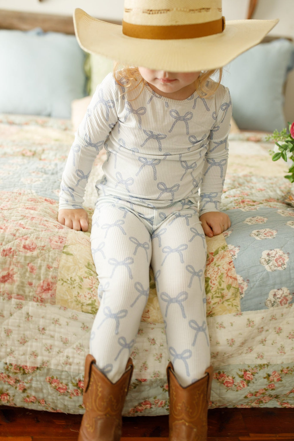 Blue Belle 2pc Ribbed Bamboo Pajamas - Shop Avnu
