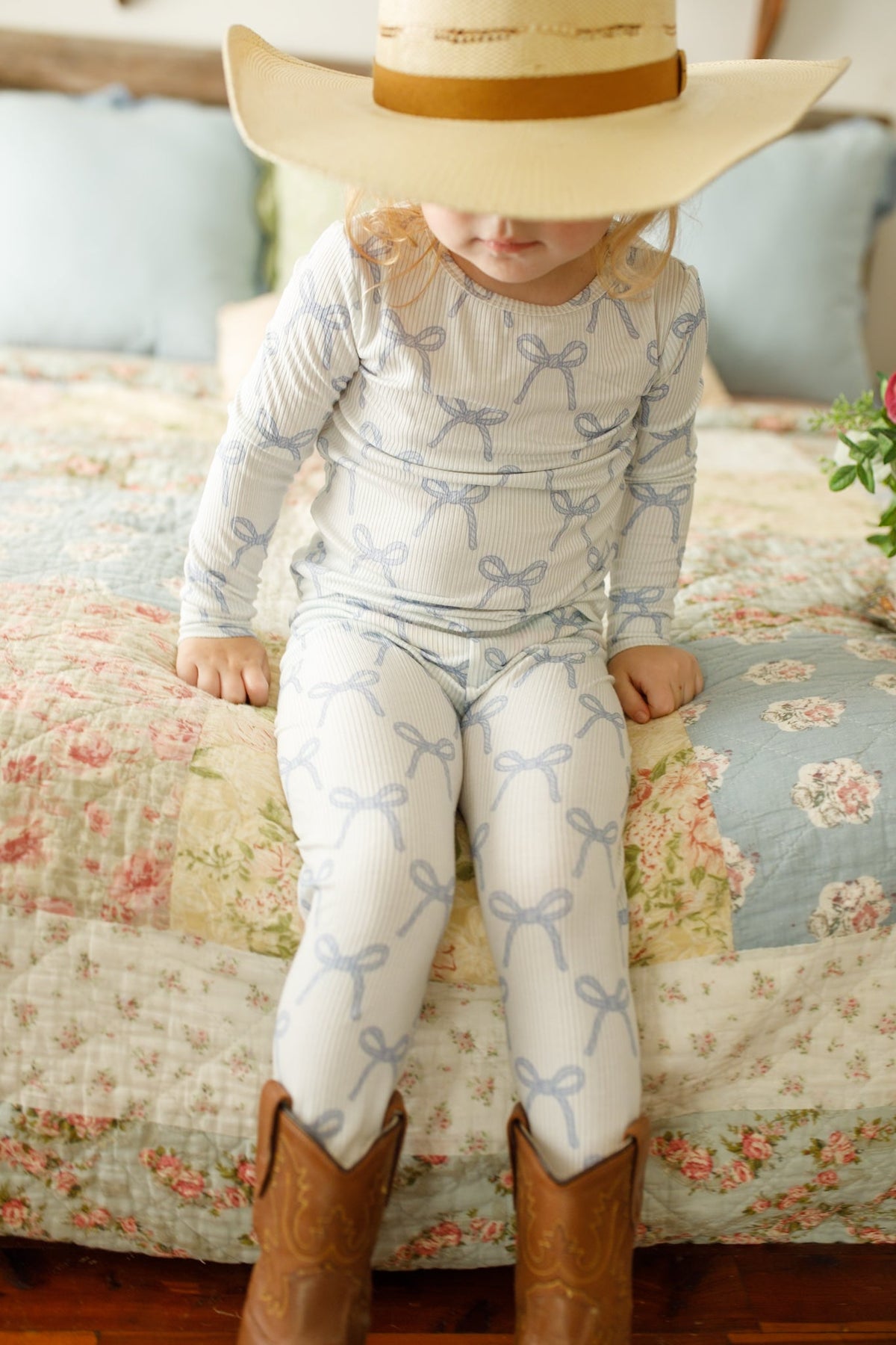 Blue Belle 2pc Ribbed Bamboo Pajamas - Shop Avnu