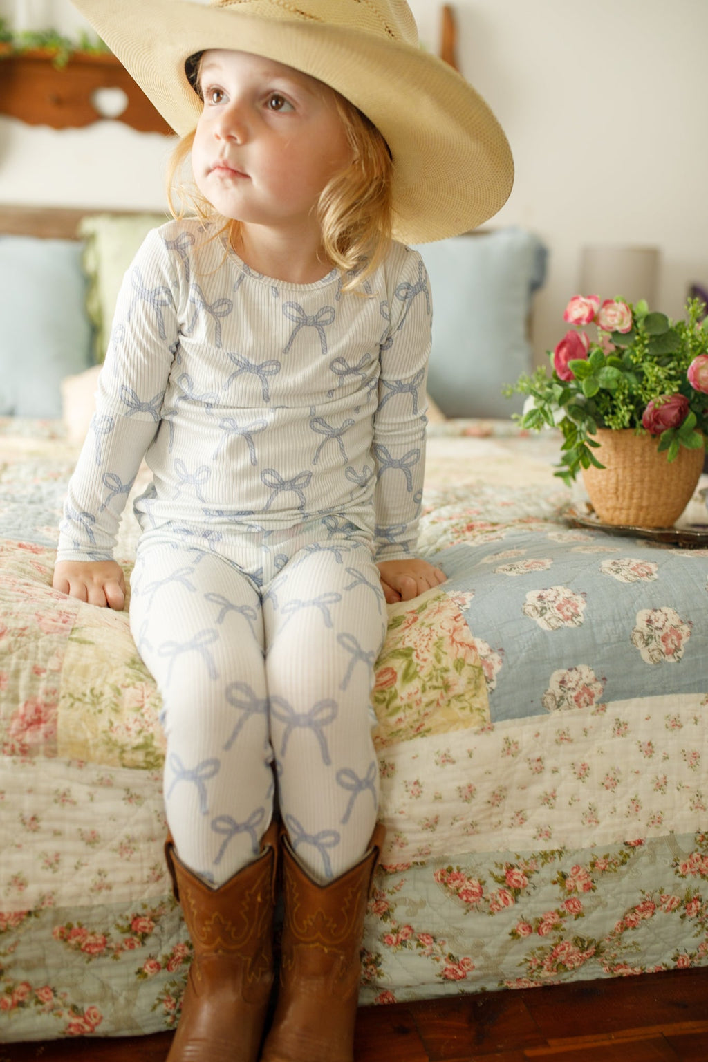 Blue Belle 2pc Ribbed Bamboo Pajamas - Shop Avnu