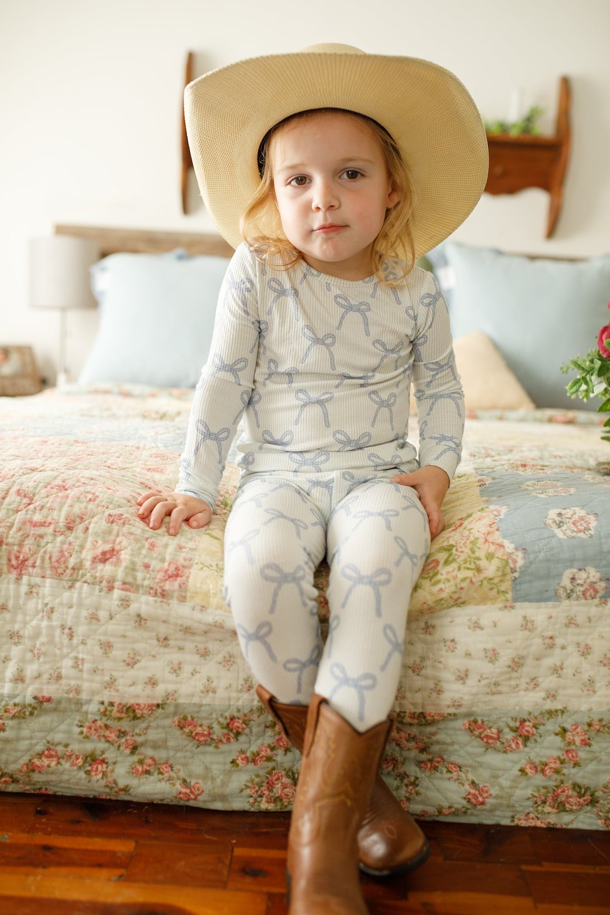 Blue Belle 2pc Ribbed Bamboo Pajamas - Shop Avnu