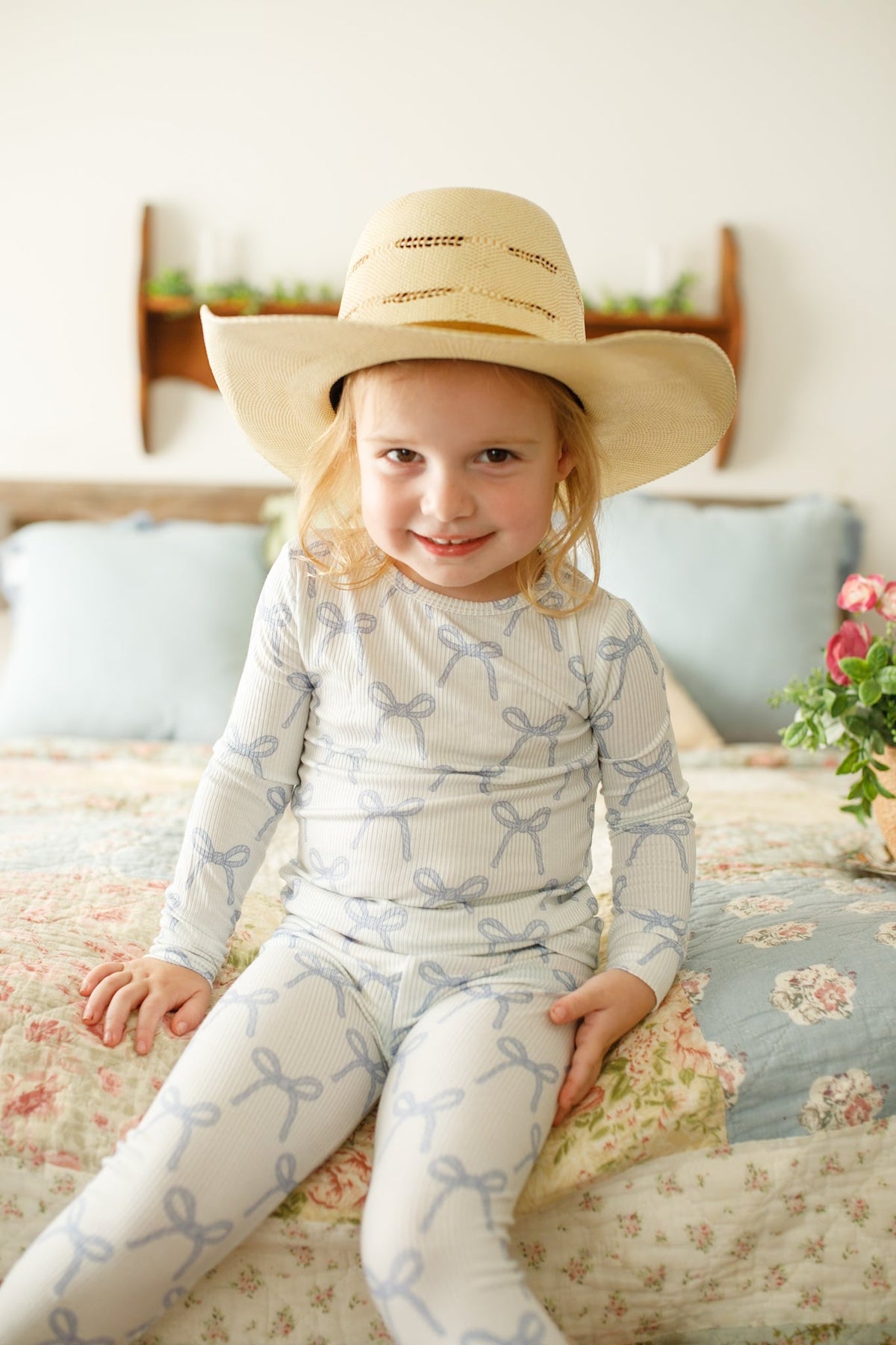 Blue Belle 2pc Ribbed Bamboo Pajamas - Shop Avnu