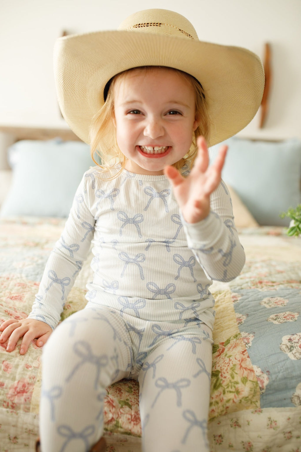 Blue Belle 2pc Ribbed Bamboo Pajamas - Shop Avnu